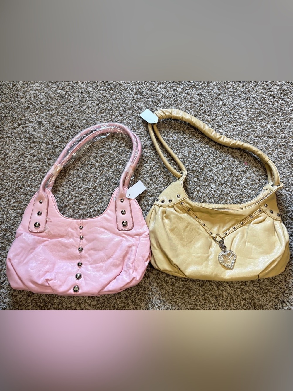 Pink Soft Leatherette Shoulder Bag - Women